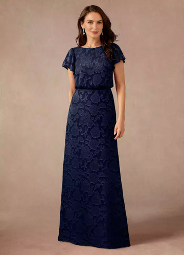 A-Line Boat Neck Chiffon Mother of the Bride Dress Flutter Sleeve Maxi Dress