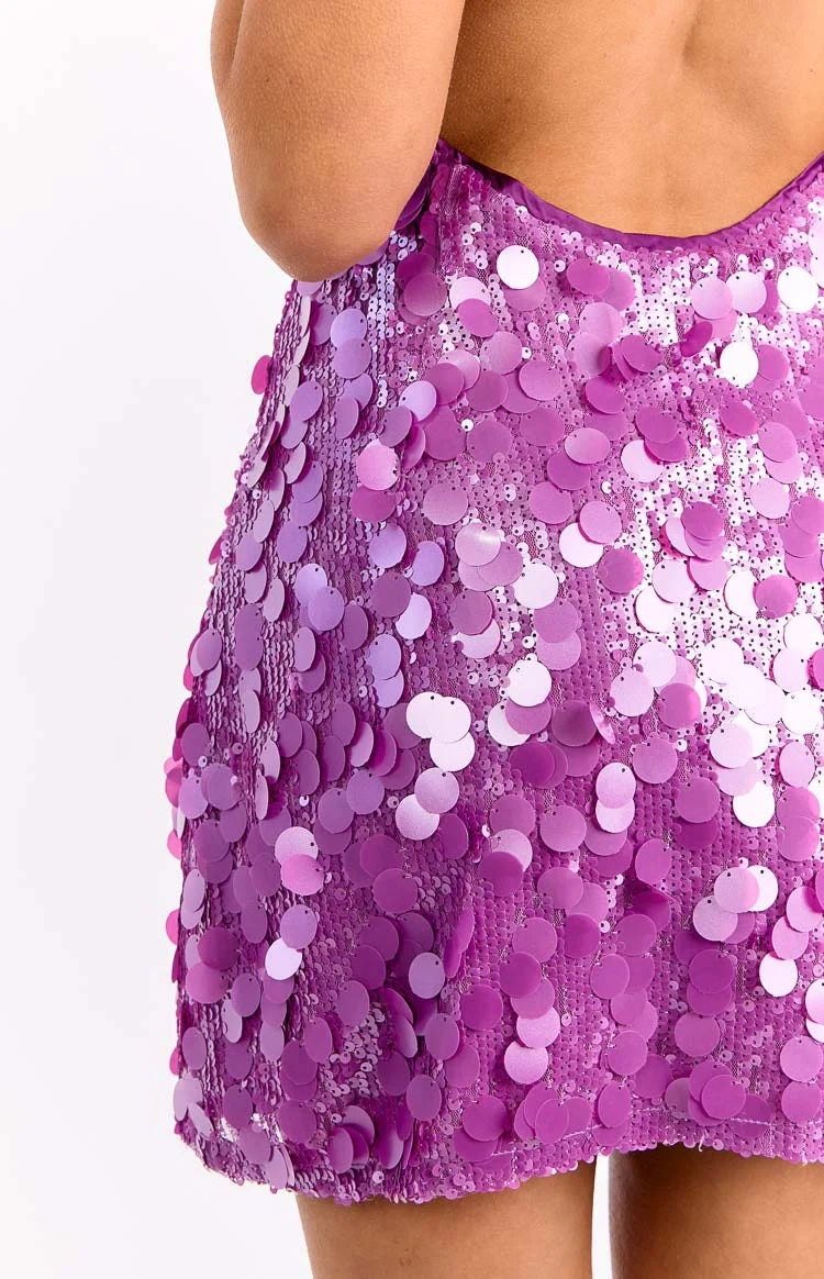 Purple-sequin-halter-tie-open-back-homecoming-mini-dress