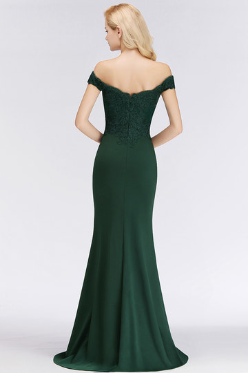 Mermaid Elegant Long Off The Shoulder Satin Appliques Lace Floor Length Bridesmaid Dresses Evening Gown