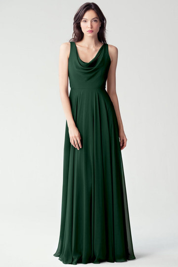 Women's Formal Evening Dress with Low Back and A-Line Silhouette Chiffon Cowl Neck Bridesmaid Dresses