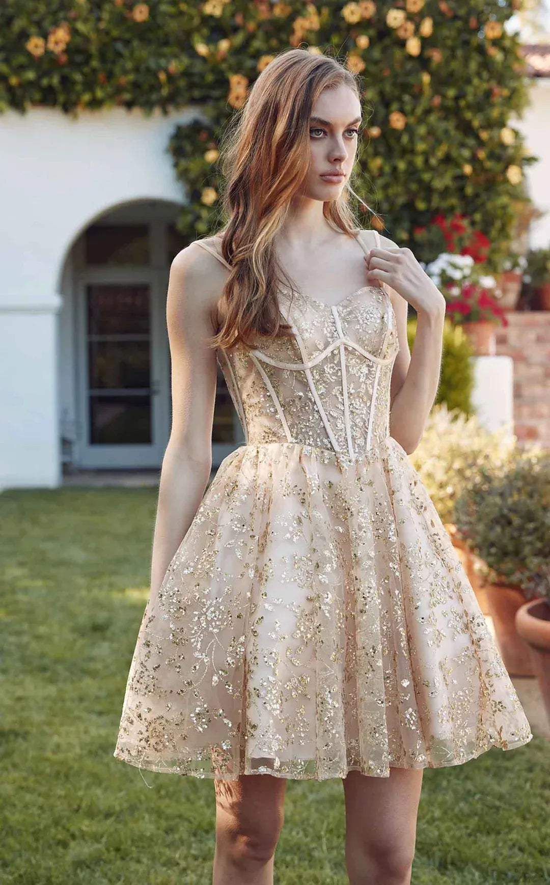 Dazzling A-Line Square Sleeveless Sequin-Lace Short Corset-Bodice Homecoming Cocktail Dress