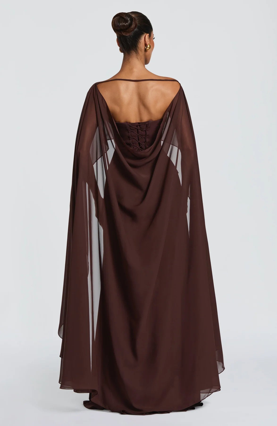 Draped A-Line Strapless Sleeveless Chiffon Floor Length Lace-Up Back Evening Gown