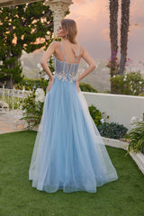 Dreamy Ballgown Sweetheart Neck Spaghetti Strap Tulle Beaded Corset Prom Dress