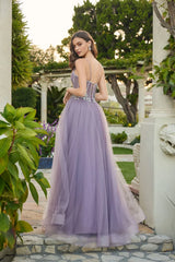 Dreamy Ballgown Sweetheart Neck Spaghetti Strap Tulle Beaded Corset Prom Dress