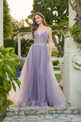 Dreamy Ballgown Sweetheart Neck Spaghetti Strap Tulle Beaded Corset Prom Dress