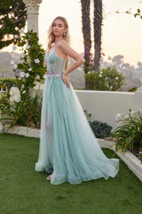 Dreamy Ballgown Sweetheart Neck Spaghetti Strap Tulle Beaded Corset Prom Dress