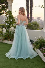 Dreamy Ballgown Sweetheart Neck Spaghetti Strap Tulle Beaded Corset Prom Dress