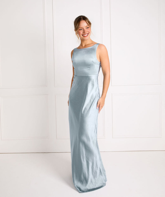 Elegant Mermaid Sleeveless Silk Gown with Low Back Bridesmaid Dress Elegant Sleeveless Party Wedding Guest Dresses