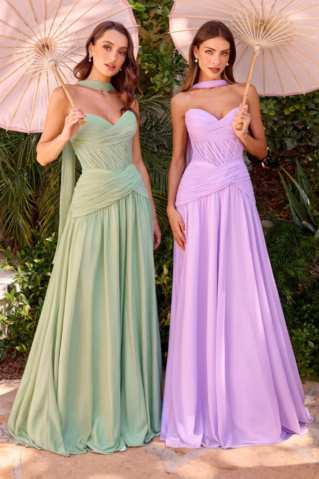 Halter Neck Strapless Sweetheart Chiffon Maxi Dress with Ruched Bodice & Draped Sash Formal Evening Gown