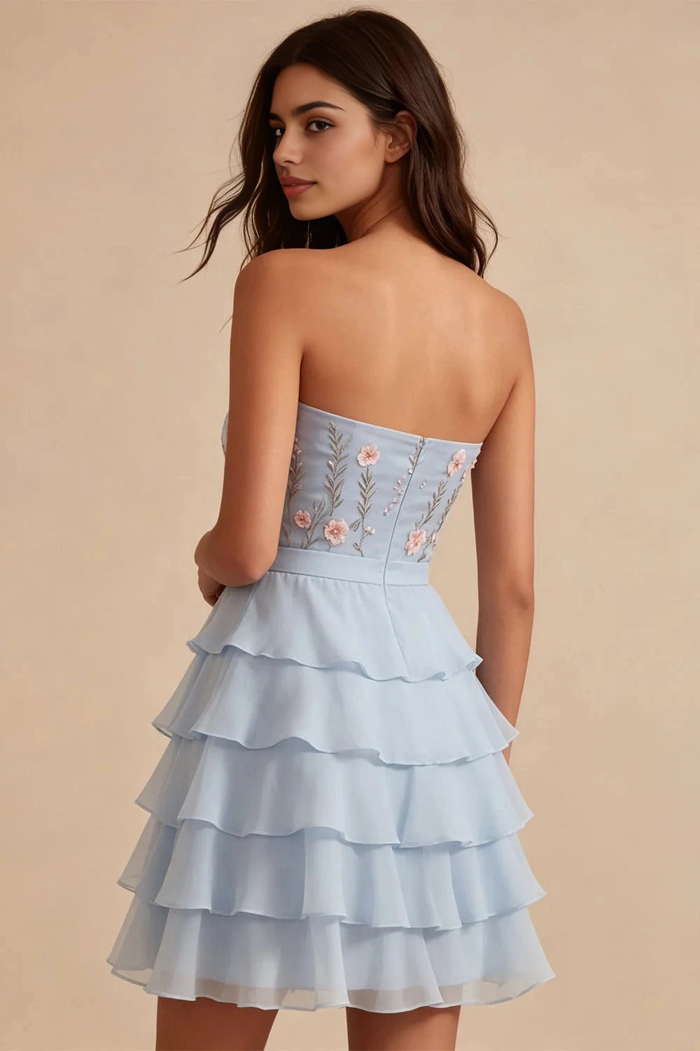 Elegant A‑Line Strapless Sleeveless Plain‑Back Short Homecoming Dress