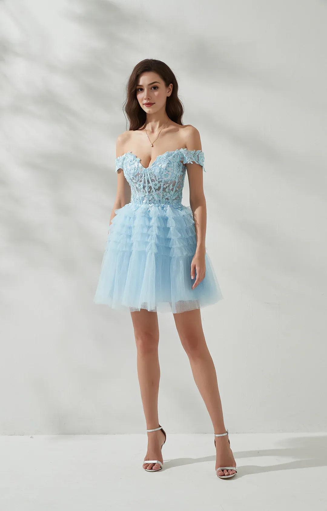 Elegant ALine OffShoulder Lace Tulle Short Corset Homecoming Dress