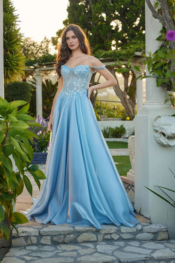 Elegant Ballgown Off-the-Shoulder Sweetheart Short Sleeve Beaded Corset Prom Dress