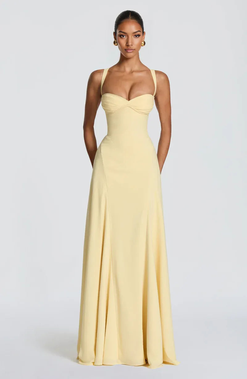 Elegant A-line Sweetheart Chiffon Maxi Lace Up Evening Dress
