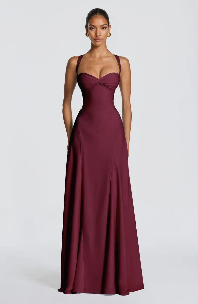 Elegant A-line Sweetheart Chiffon Maxi Lace Up Evening Dress