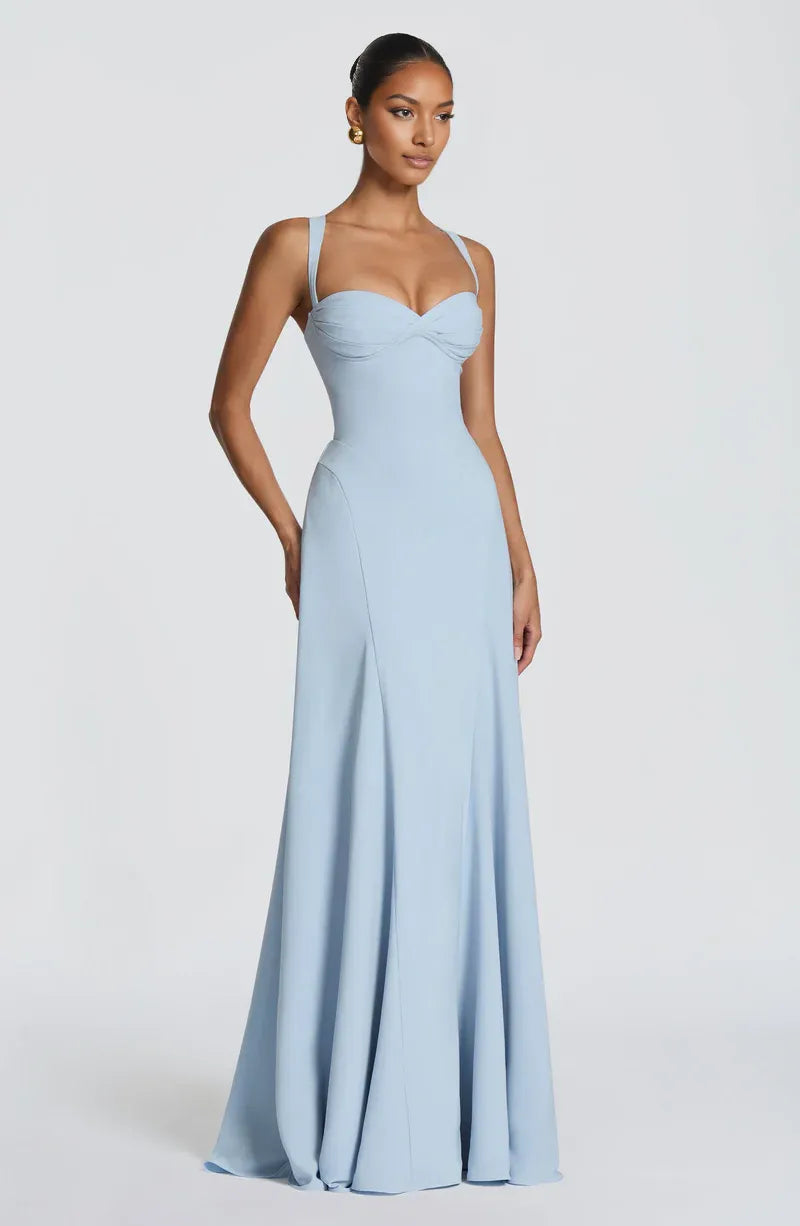 Elegant A-line Sweetheart Chiffon Maxi Lace Up Evening Dress