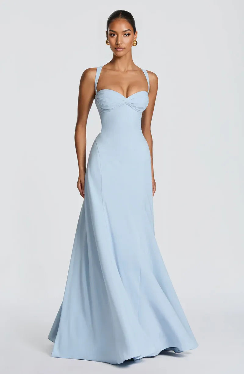 Elegant A-line Sweetheart Chiffon Maxi Lace Up Evening Dress