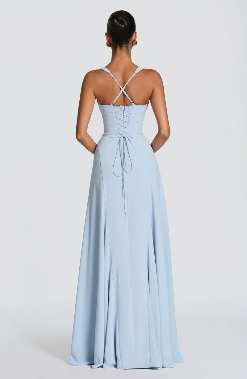 Elegant A-line Sweetheart Chiffon Maxi Lace Up Evening Dress