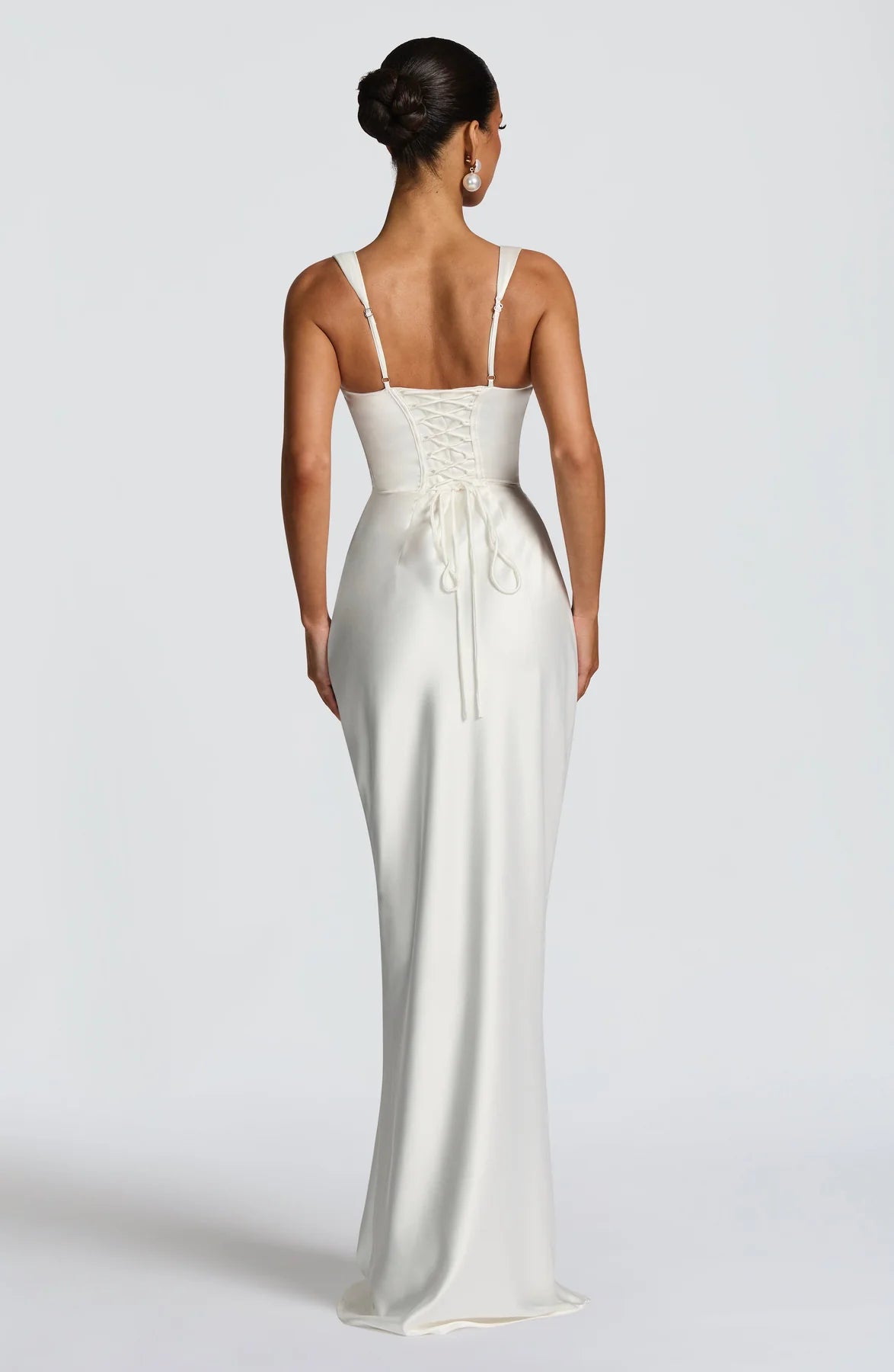 Elegant Mermaid Square Neck Sleeveless Satin Maxi Ruched Lace Up Evening Gown