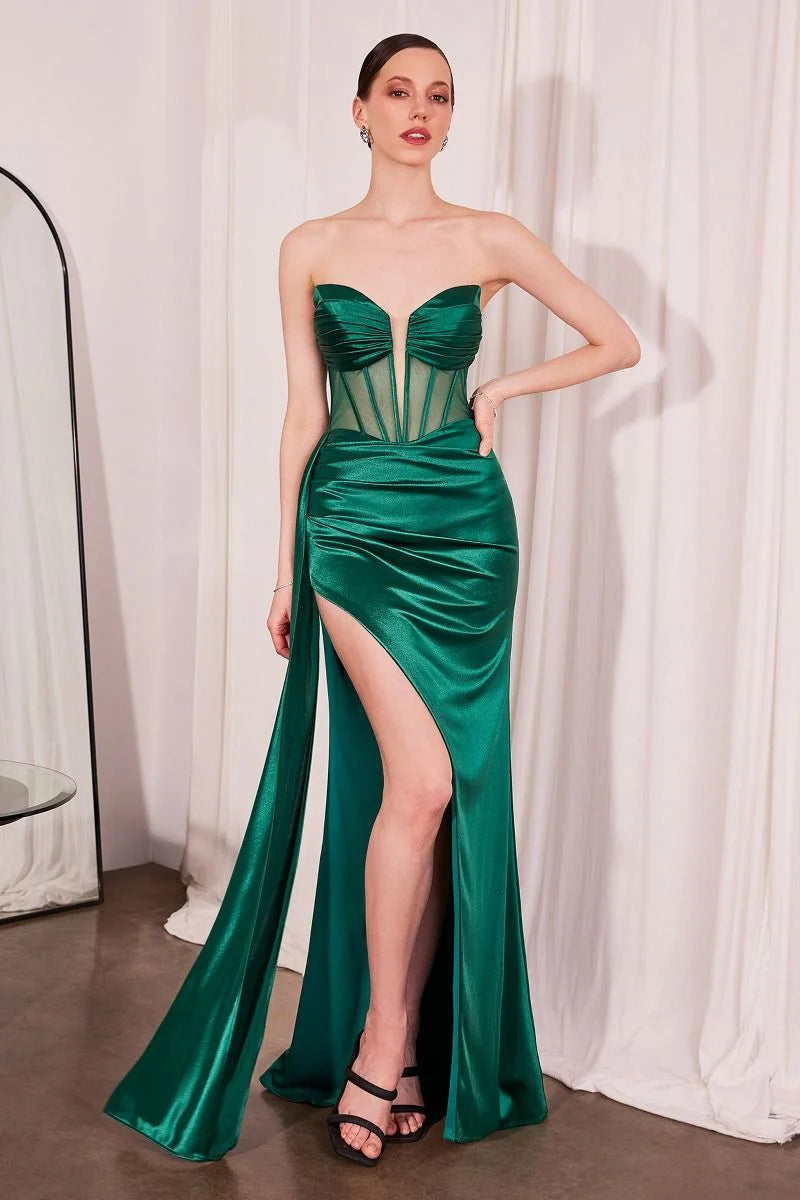 Glamorous Mermaid Sweetheart Strapless Zip‑back Long Prom dress
