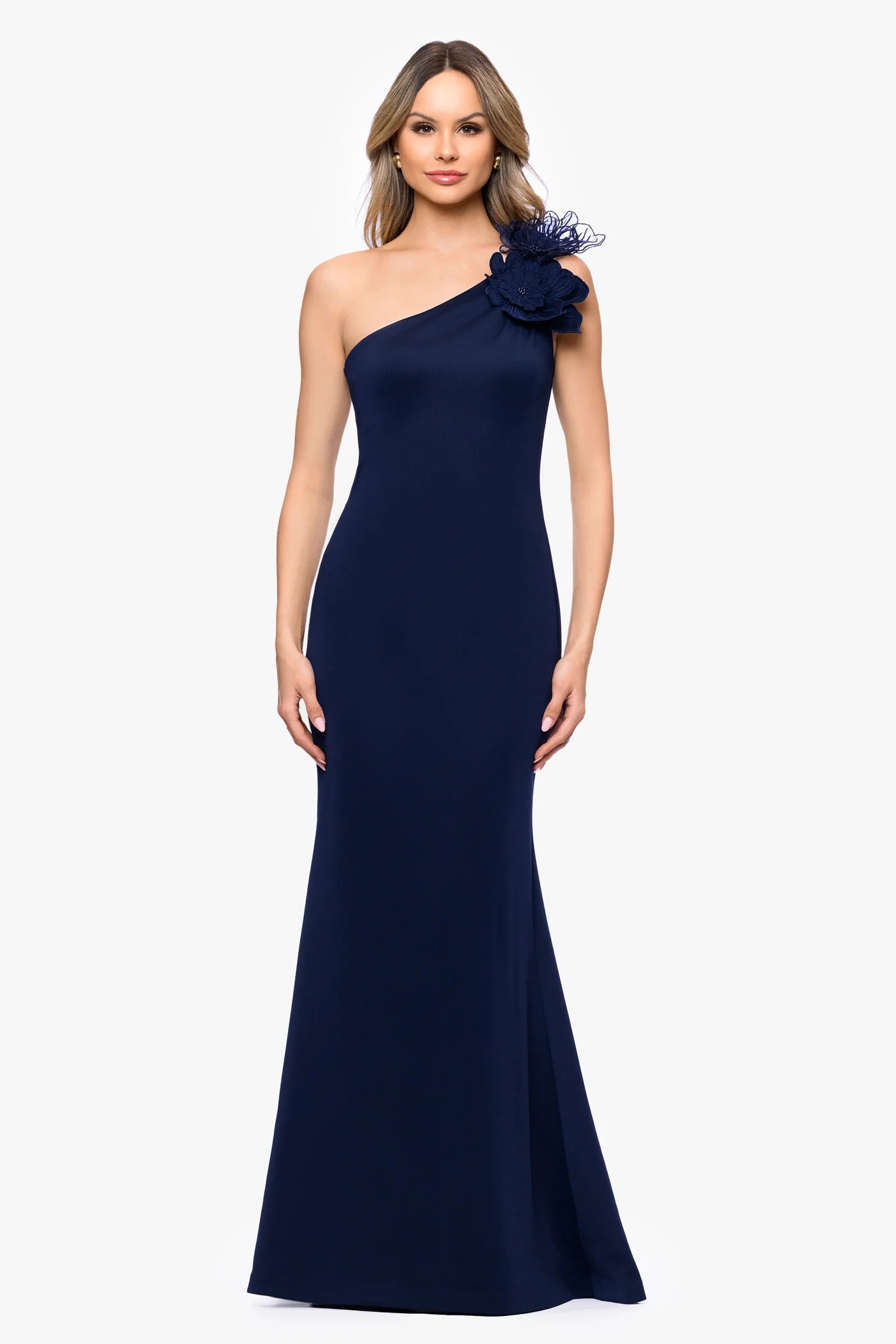 Elegant One-Shoulder Mermaid Formal Gown with 3D Floral Embellishment Mother of the Bride Dress