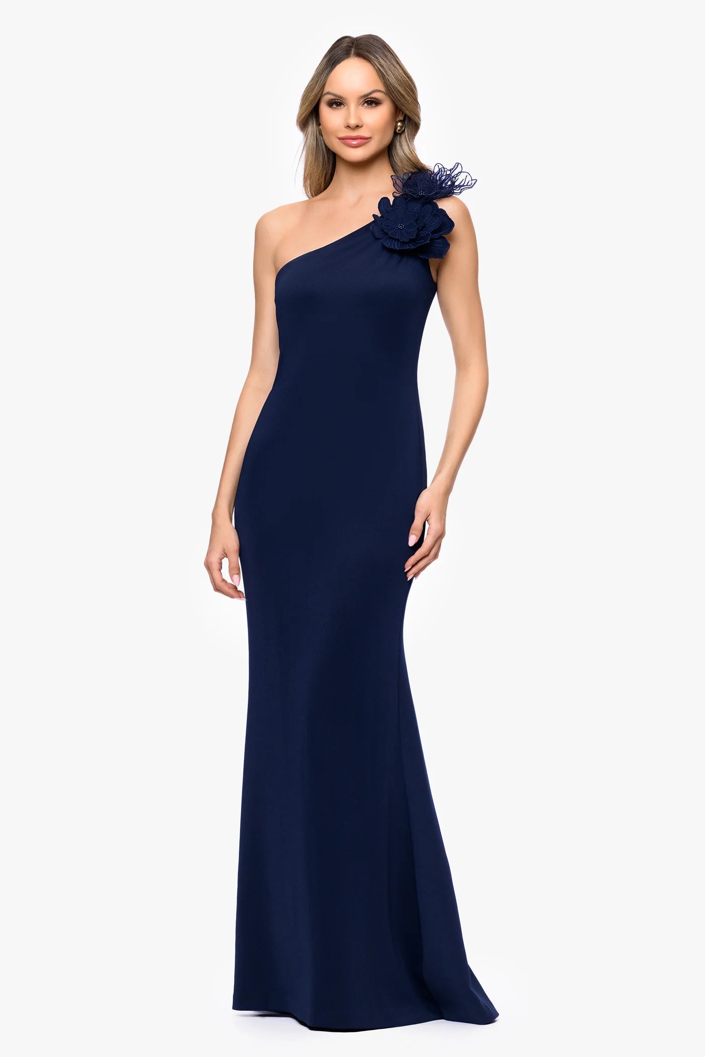 Elegant One-Shoulder Mermaid Formal Gown with 3D Floral Embellishment Mother of the Bride Dress