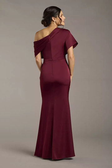 Elegant Sheath One Shoulder Satin Mother of the Bride Dress Draped Evening Gown