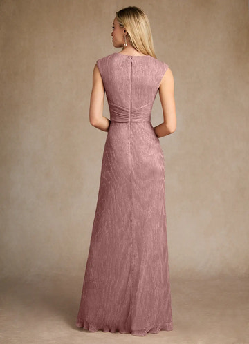 Elegant Sheath V-Neck Pleated Metallic Rhinestone Slit Mother of the Bride Dress With Capelet