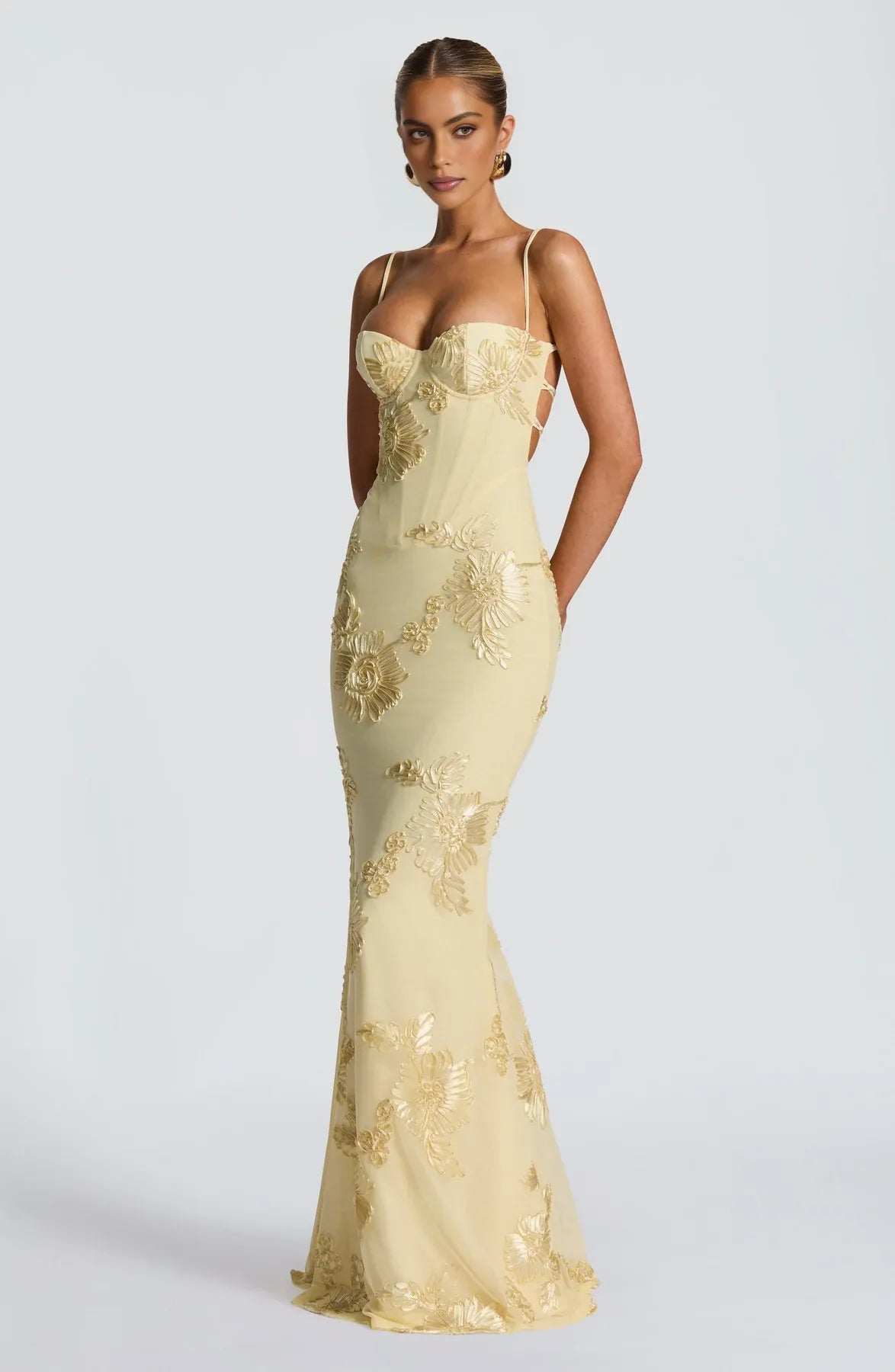 Embroidered Mermaid Sweetheart Sleeveless Tulle Maxi Lace Up Evening Gown