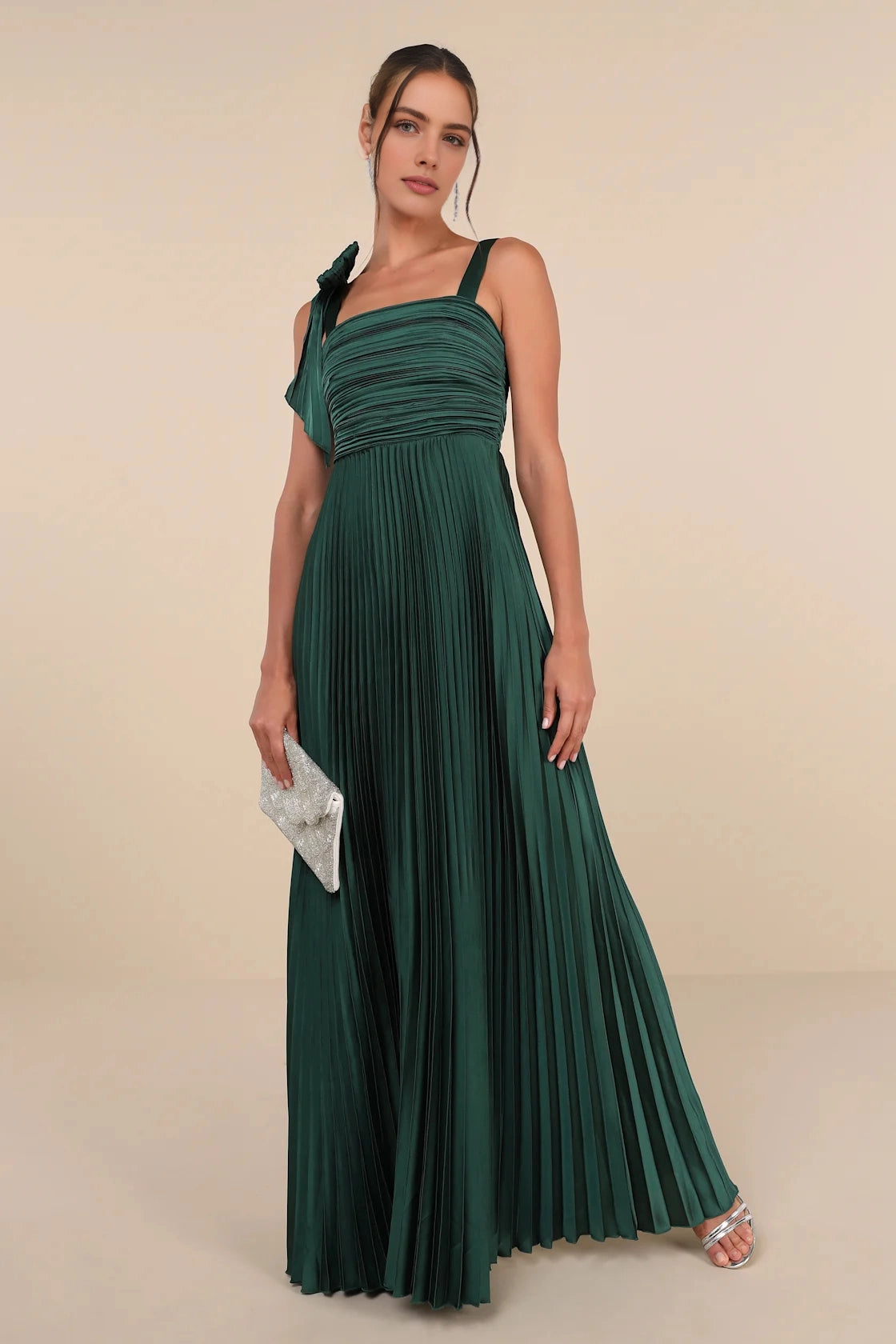 Blush Pink A Line Square Sleeveless Low Back Maxi Bridesmaid Gown Vedress