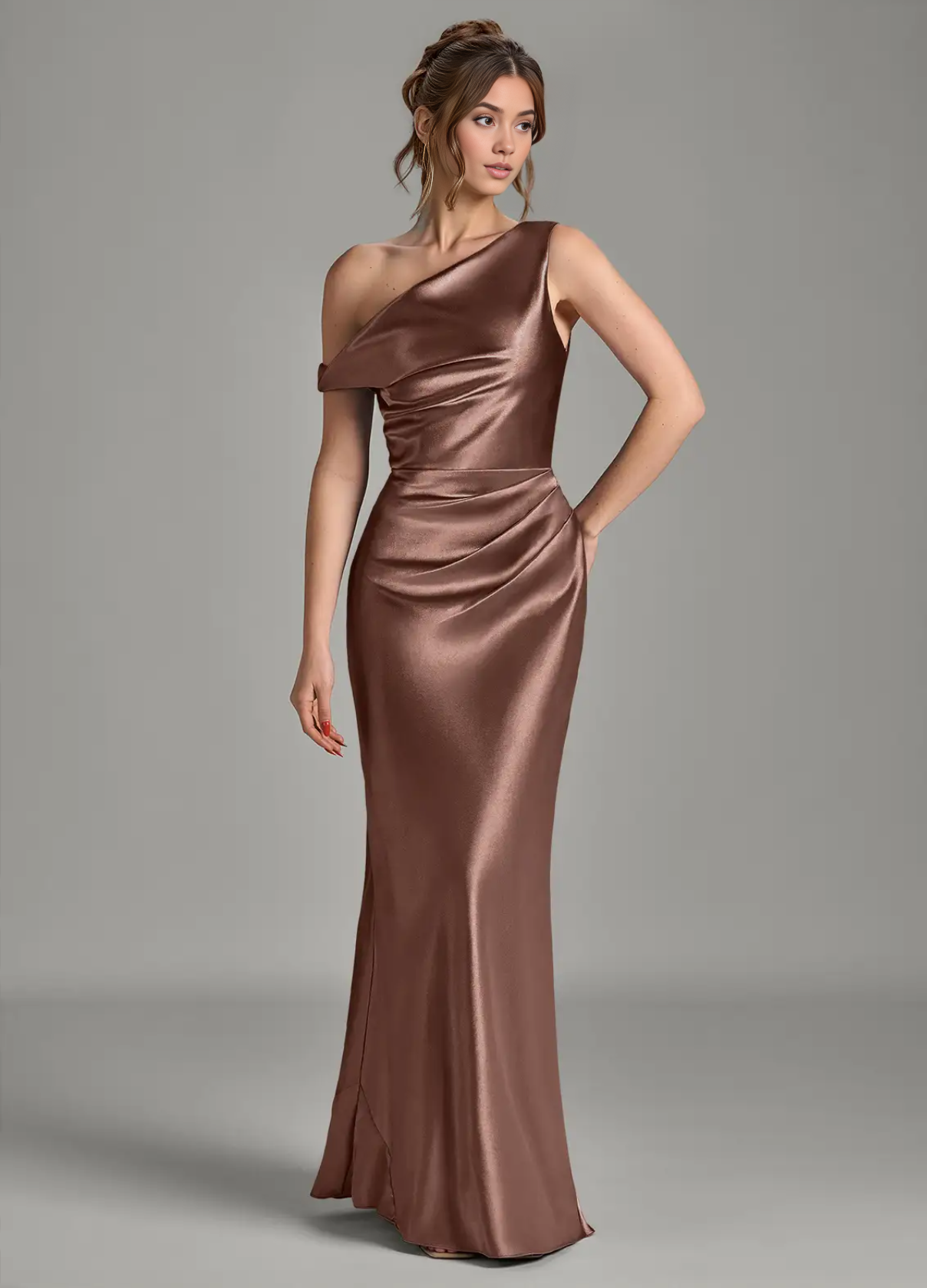 Women's Mermaid Off the Shoulder Metallic Satin Dress Silky Evening Gown for Wedding Formal Party Bridesmaid Dresses