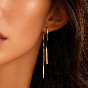 Gold-Tone Chain Threader Drop Earrings
