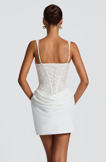 Fitted Corset Sweetheart Sleeveless Lace Mini Lace-Up Back Party Dress