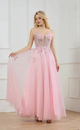 Floral Embroidery A-Line Sweetheart Tulle Floor-Length Sequin Corset Prom Gown