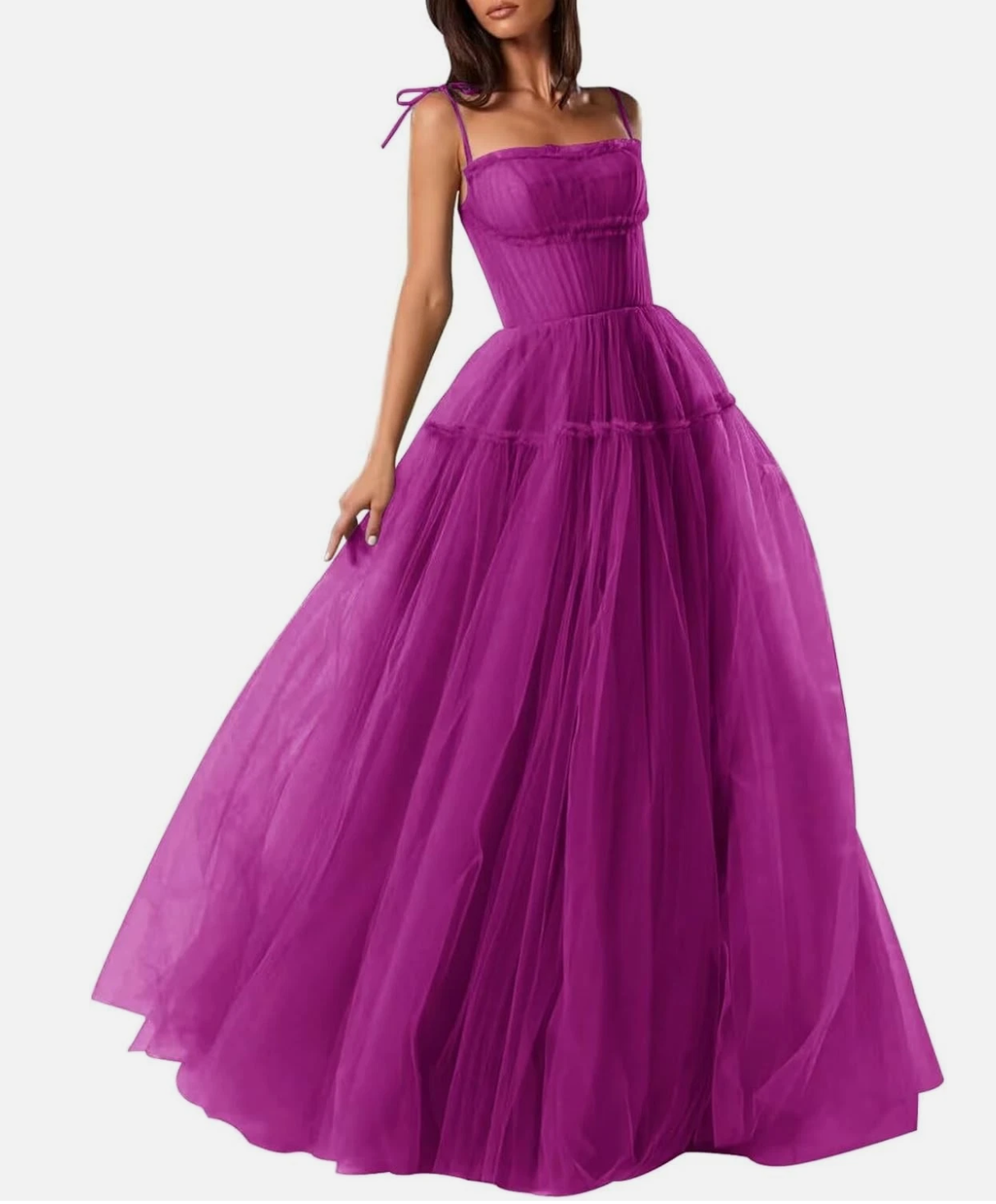 Vestido de fiesta de tul para mujer, largo, corte en A, formal, para noche, vestidos de fiesta formales