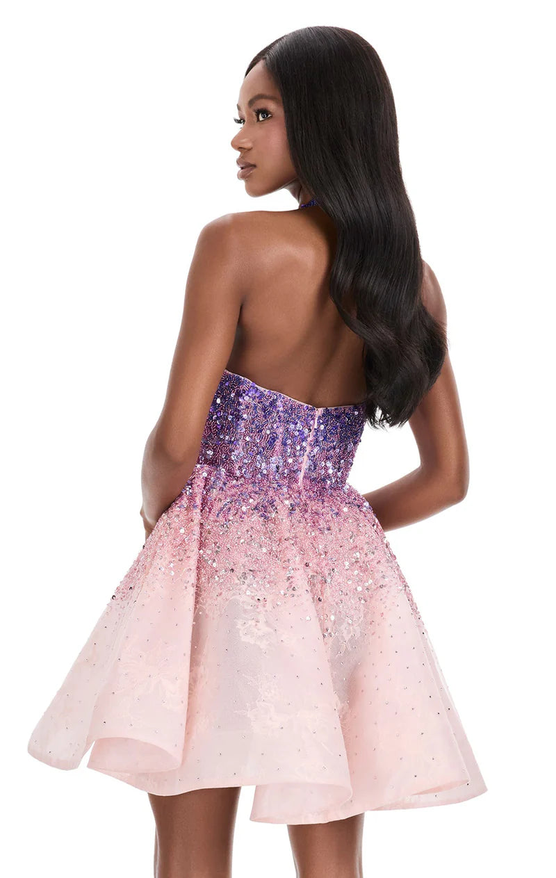 Glamorous A-Line Halter Sleeveless Sequin Mini Homecoming Dress