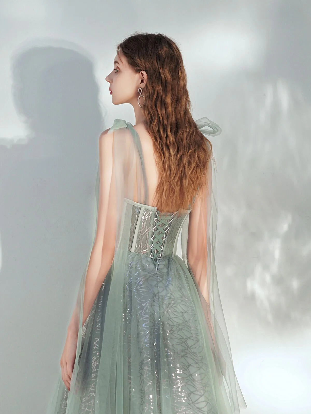 Glamorous ALine Sweetheart Tulle Midi Corset Bow Evening Dress