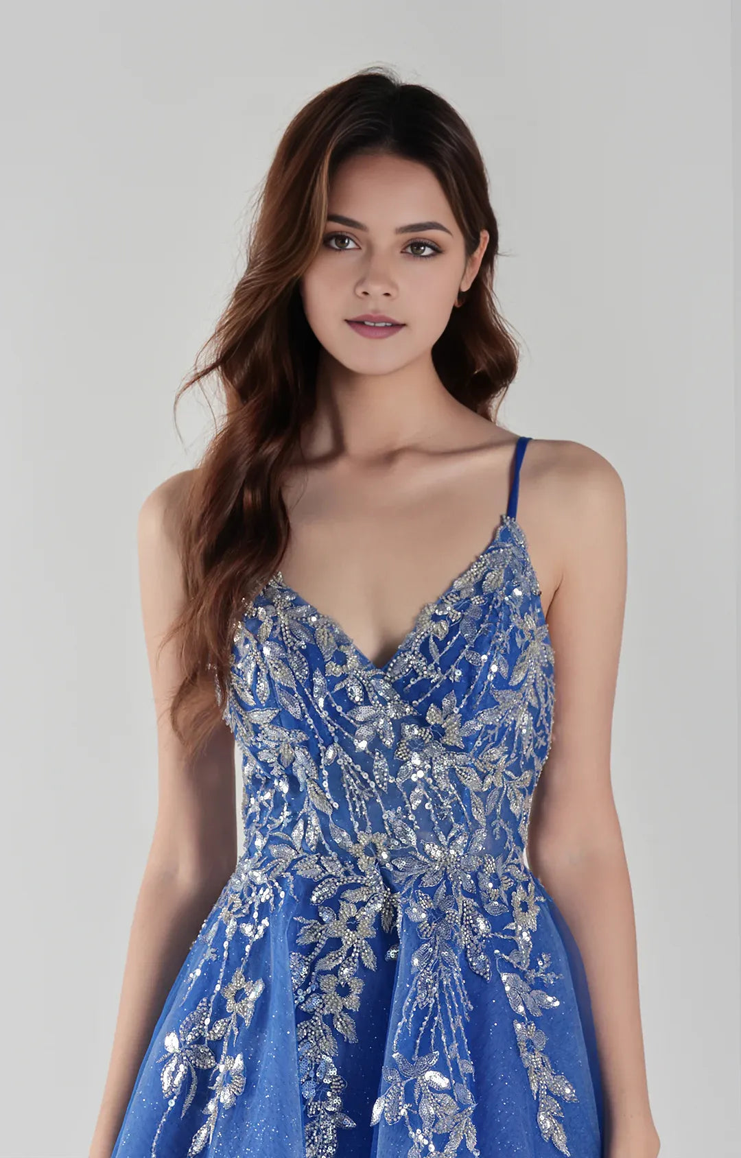 Glamorous ALine VNeck Tulle Short Sequin Applique Homecoming Dress