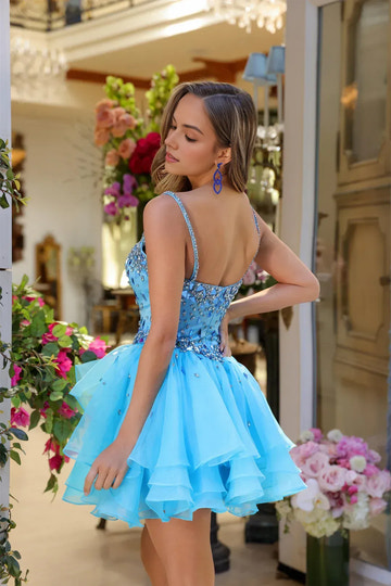 Glamorous Ballgown Sweetheart Sleeveless Tulle Mini Beaded Homecoming Dress