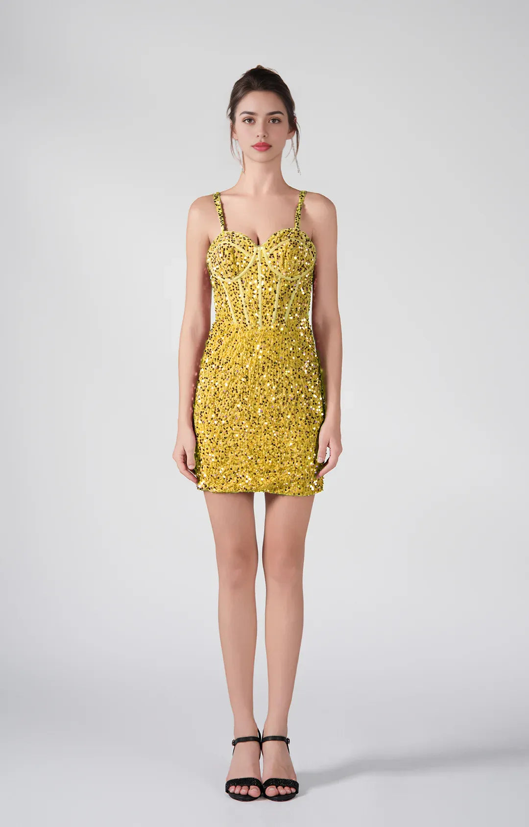 Glamorous Bodycon SweetheartNeck Sequin Mini Corset Homecoming Dress