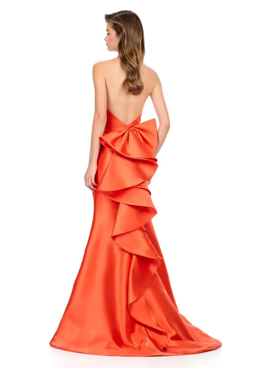 Glamorous Mermaid Halter Neck Satin Long Ruffle Formal Evening Gown