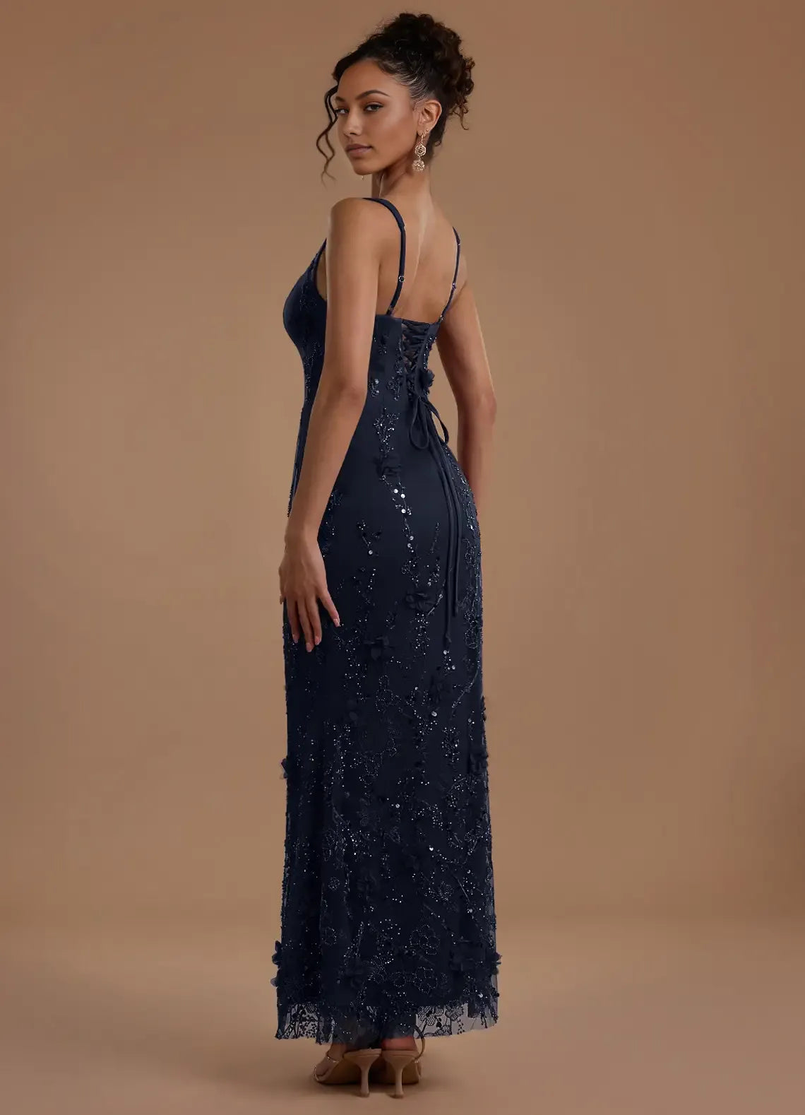 Glamorous Mermaid Square Sleeveless Tulle Evening Dress FloorLaceUp 3DApplique Prom Dress