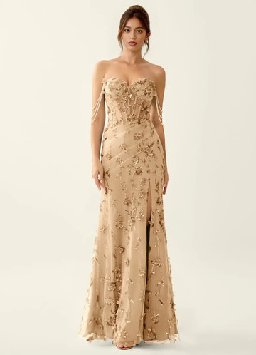 Vestido de Fiesta Largo de Tul sin Tirantes con Corsé y Cadena de Cuentas Glamuroso de Sirena