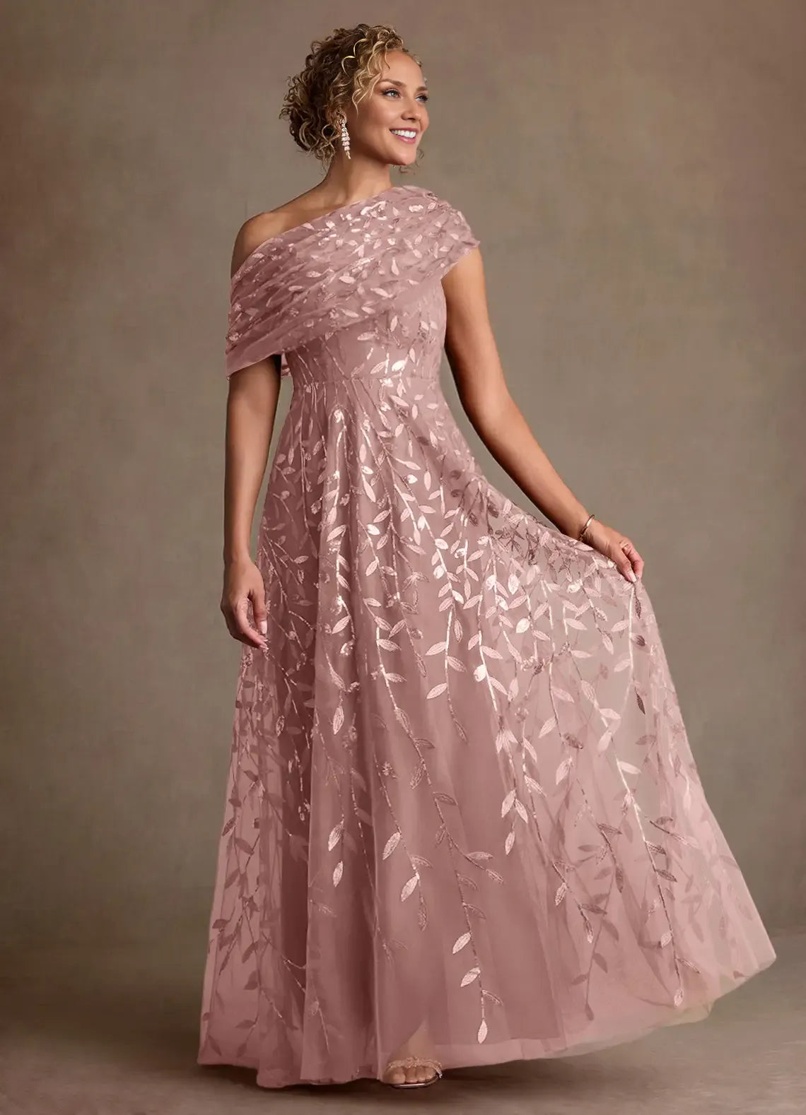 Gorgeous A Line Off Shoulder Tulle Floor Length Sequin Maxi Dress