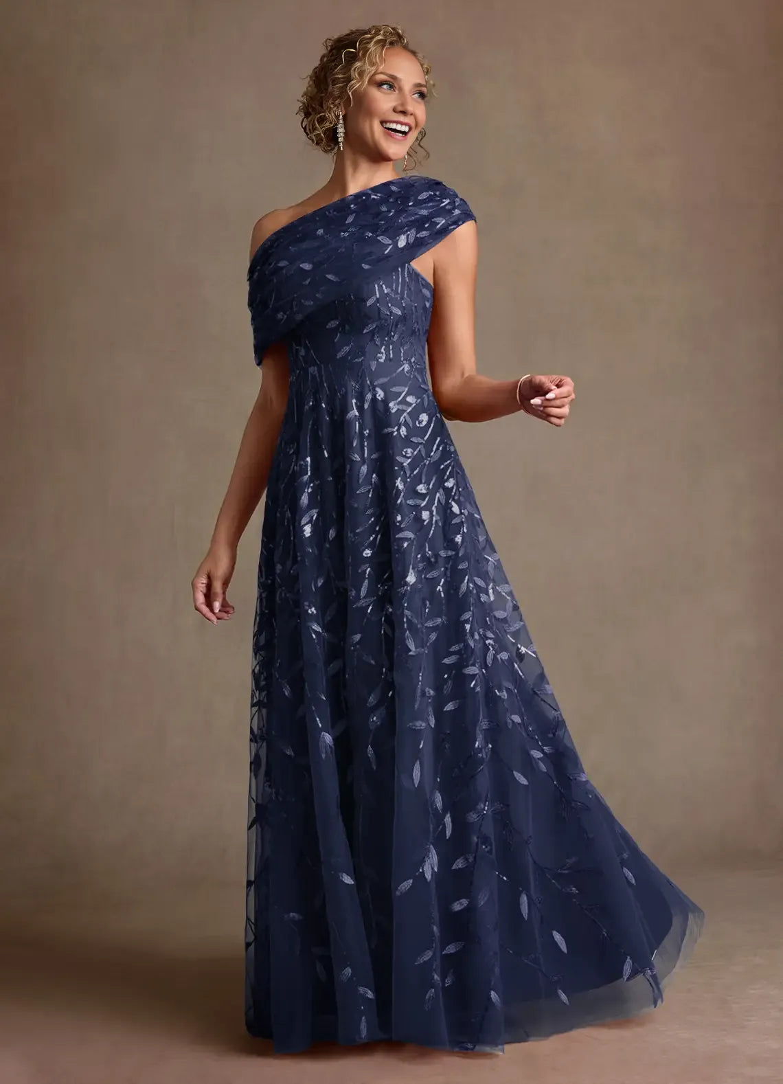 Gorgeous A Line Off Shoulder Tulle Floor Length Sequin Maxi Dress