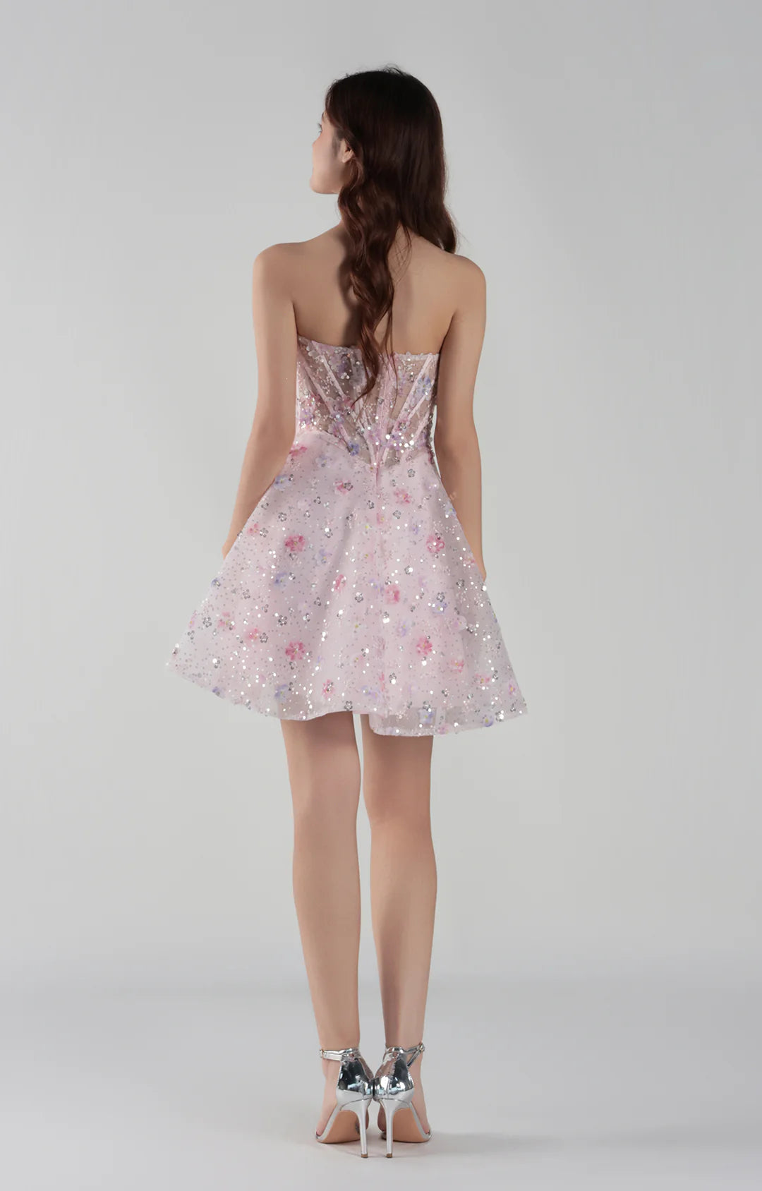 Gorgeous ALine Strapless Tulle Short Sequin Corset Homecoming Dress