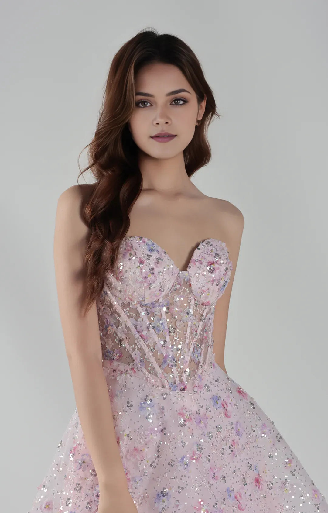 Gorgeous ALine Strapless Tulle Short Sequin Corset Homecoming Dress