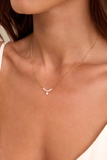 Gold-Tone Pearl Arc Pendant Necklace