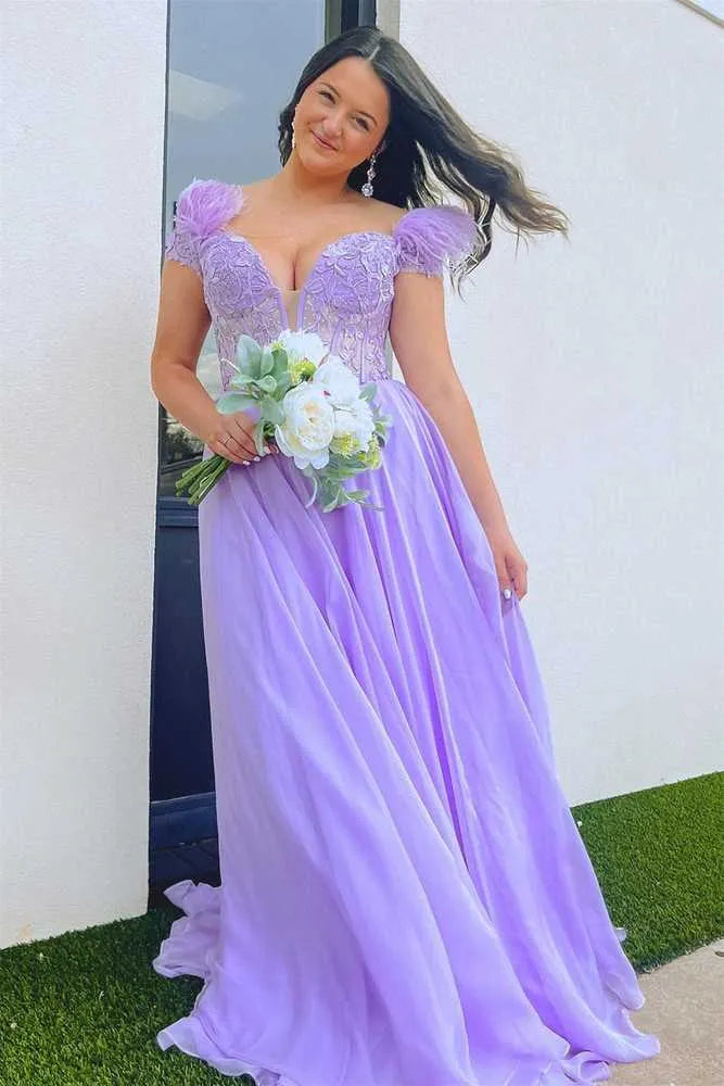 Lace Feather Ball Gown Sweetheart Sleeveless Backless Floor-Length Prom Gown