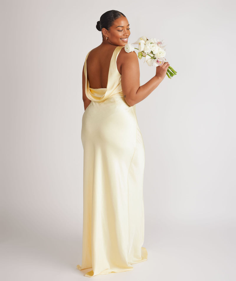 Elegant Mermaid Sleeveless Silk Gown with Low Back Bridesmaid Dress Elegant Sleeveless Party Wedding Guest Dresses