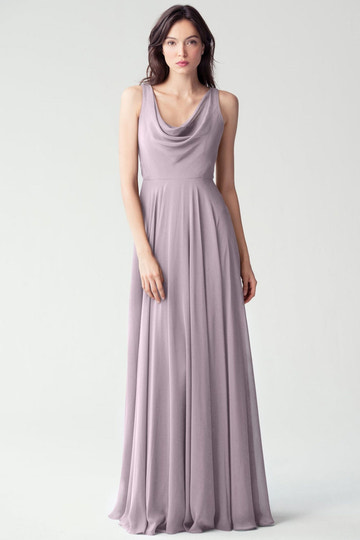Women's Formal Evening Dress with Low Back and A-Line Silhouette Chiffon Cowl Neck Bridesmaid Dresses